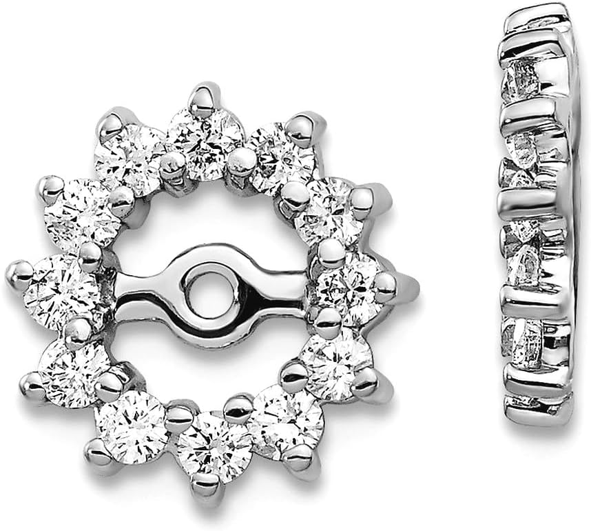 10k White Gold Diamond Earrings Jacket 10x10mm Wide Earring Jacket for Women