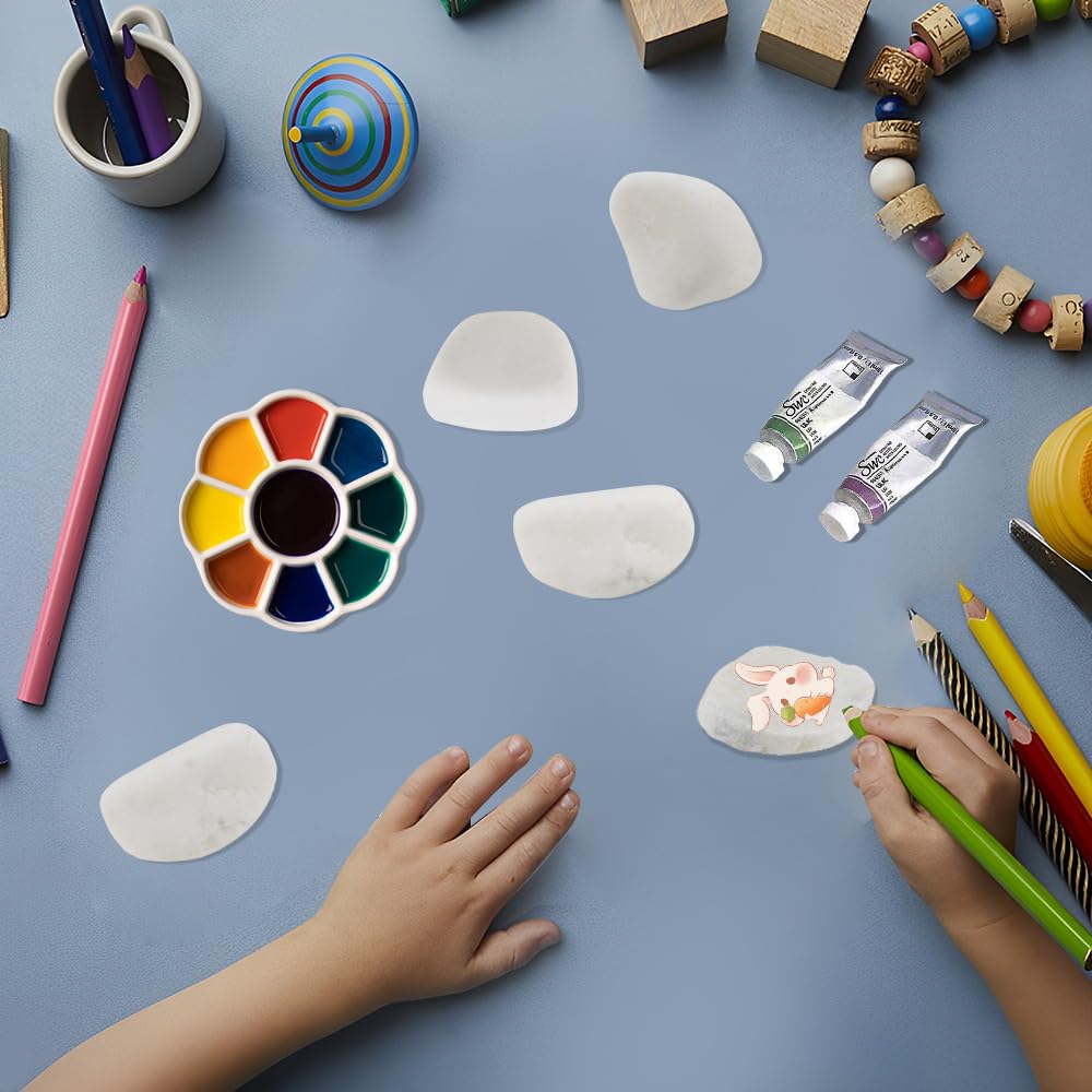 CHEVVY 8 Pezzi Ciottoli Bianchi Per Pittura | Pietre Naturali Lucidate 40-60 Mm Per Giardino, Acquario, DIY - Foto 7