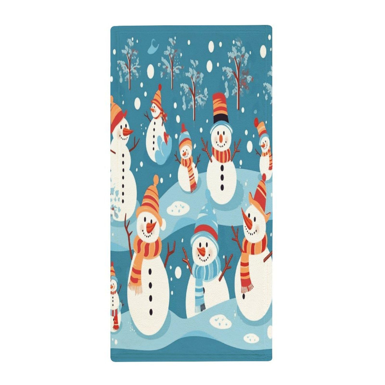 MUSM Premium Hand Towels for Bathroom Ultra Soft Printed Towels Coral Velvet Kitchen Hand Snowman Towel Highly Absorbent Hotel Spa Towel Collection 13.8 X 28.7 in