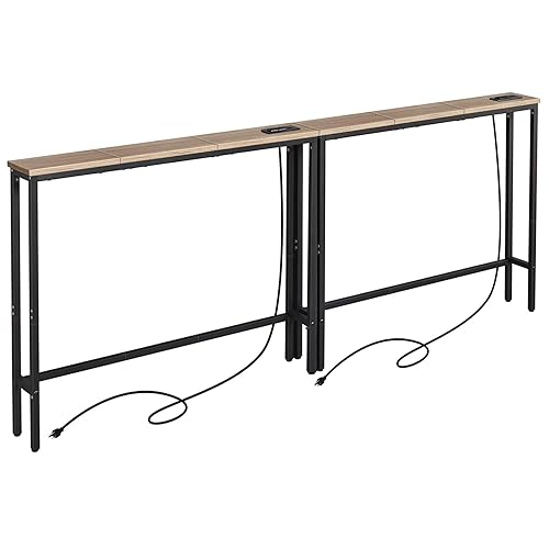 ELYKEN 2 Pack 5.9" Narrow Console Sofa Table with Power