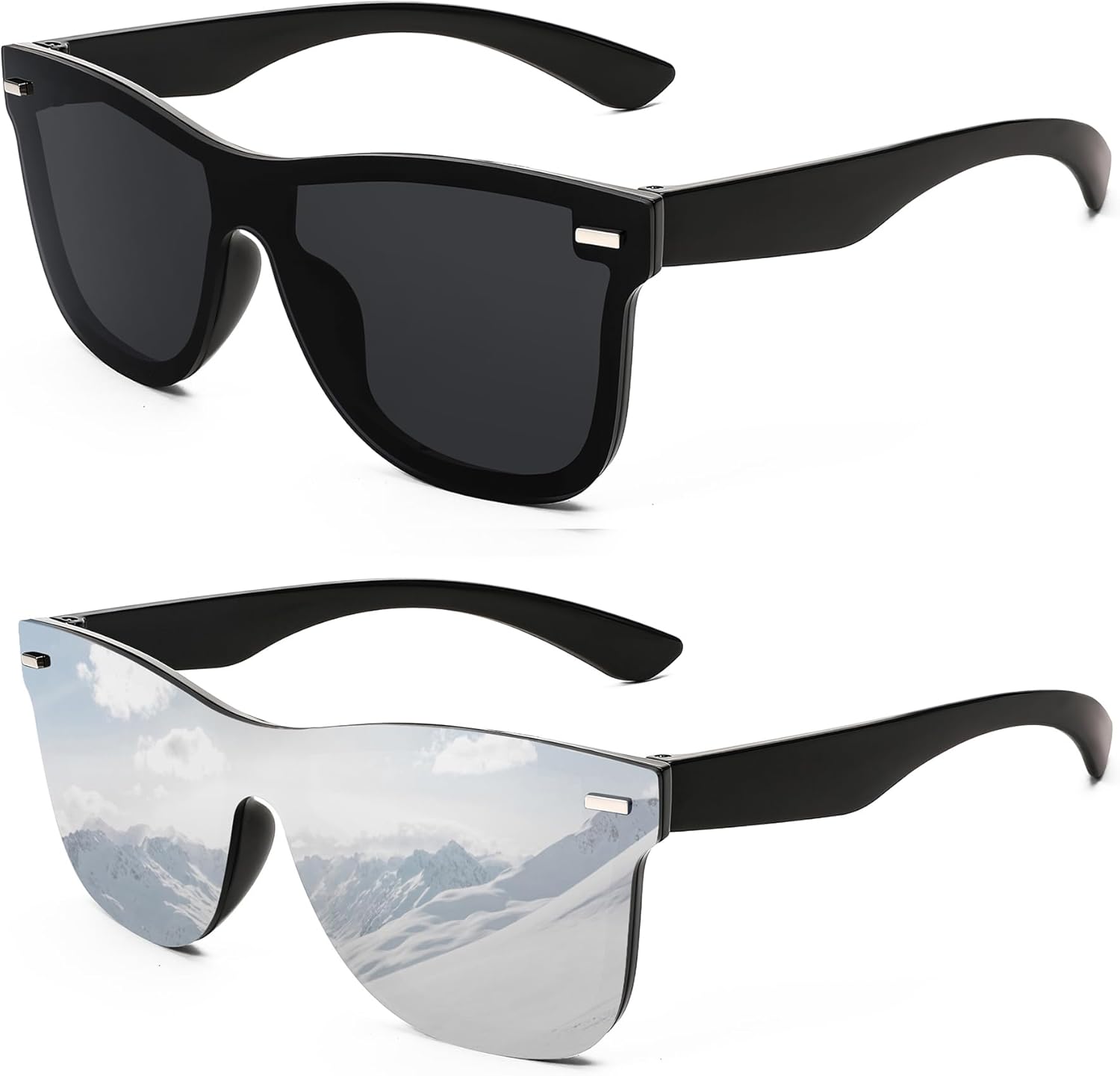 FEISEDY Trendy Rimless Mirrored One Piece Lens Sunglasses Reflective Sun Glasses B4114