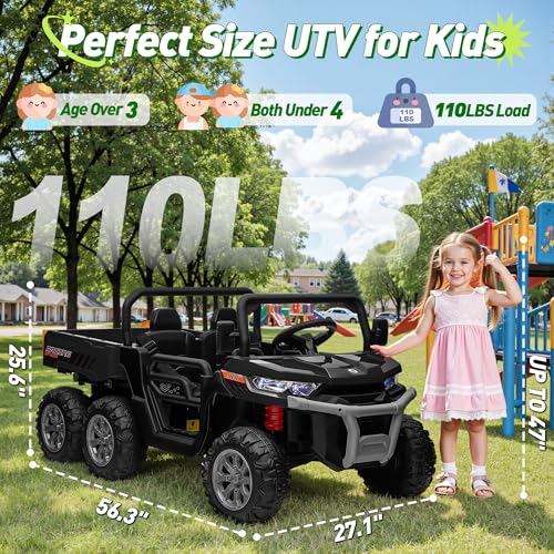 Image of 24V Ride on Dump Truck, XL 2 Seater Ride on Cars with Remote Control, 4x200W Powerful Motors, 6-Wheel Suspensions, Electric Dump Bed, Shovel, Kids UTV for Boy Girl
