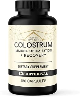 Surthrival: Colostrum Powder Capsules (180 Count), Immune Optimization & Recovery, Dietary Supplement, Gut Health, Immune Support, Keto Friendly