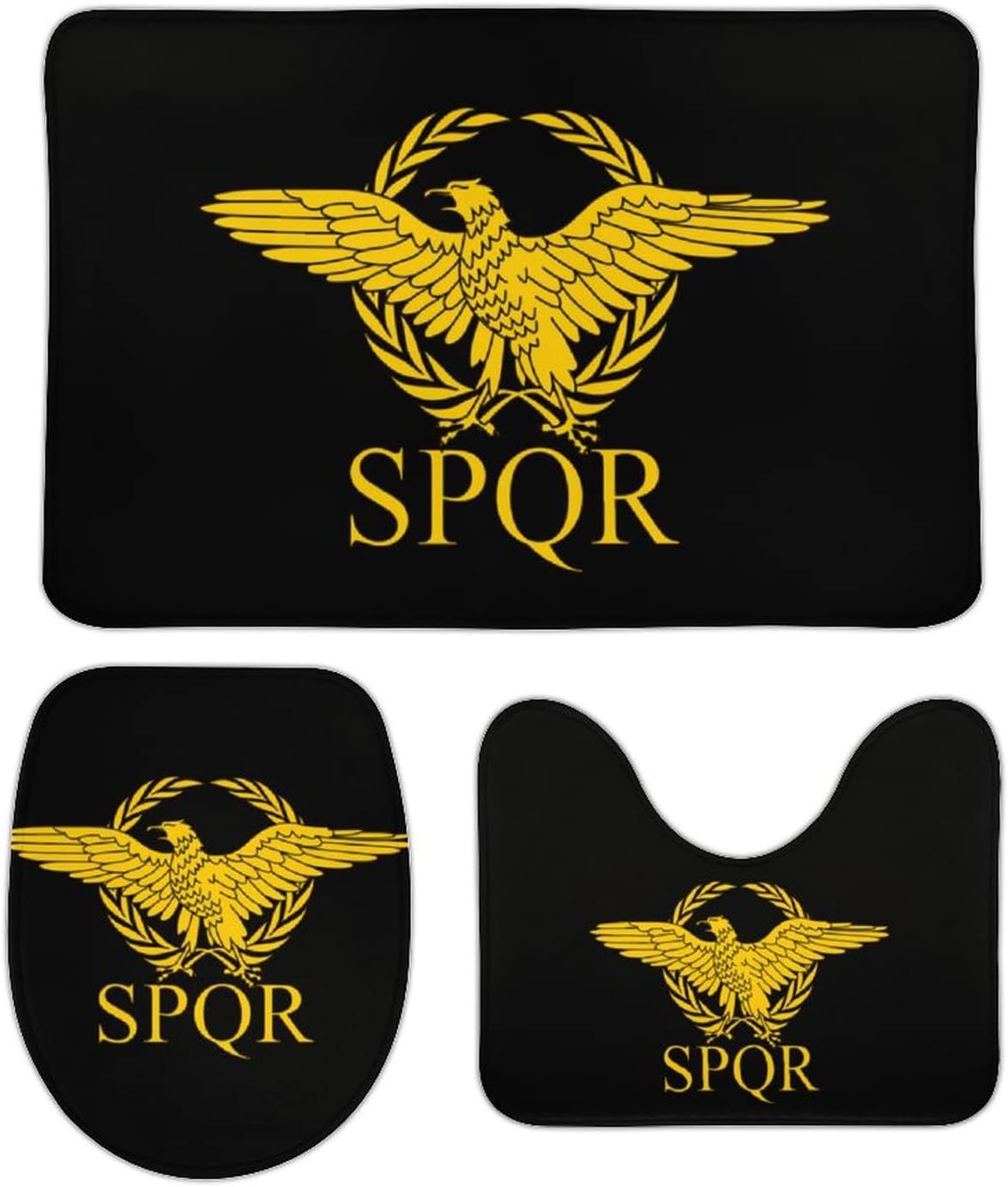 Roman Empire Senate SPQR Flag Bathroom Rugs Set 3 Pieces Non-Slip Bath Mats Washable Shower Mats Floor Mat Sets 19.7"x31.5"