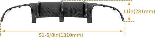 Miniatura 3 de KUAFU Difusor de parachoques trasero compatible con Mercedes Benz W204 C63 AMG 2008-2011 Alerón Aleta Big Shark Aleta - Color de fibra de carbono