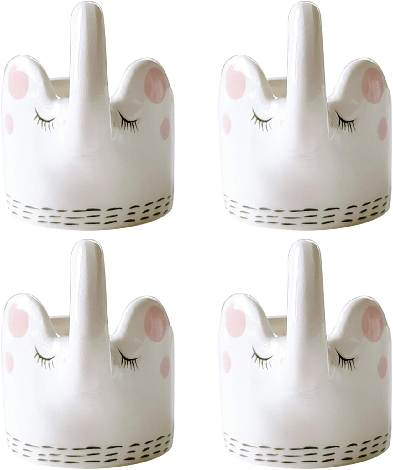 Funny Egg Cup Set White Made of Porcelain for Children,Frog,Single (Elefant Set of 4)