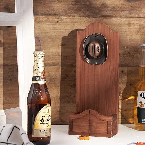 Miniatura 5 de Abridor de botellas de sombrero vaquero occidental, abrebotellas de madera vintage montado en la pared, regalo ideal para hombres y amantes de la