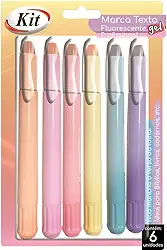 Marca Texto KIT Gel Fluo Profissional com 6 cores