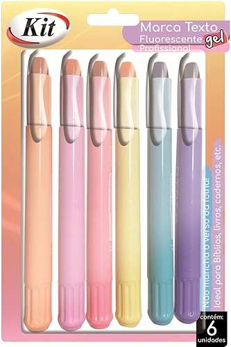 Marca Texto KIT Gel Fluo Profissional com 6 cores