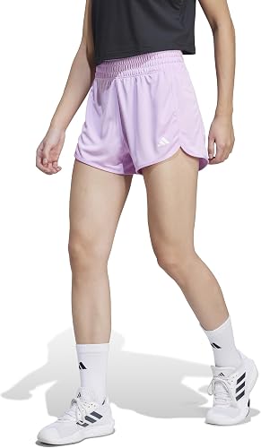 adidas Women's Pacer Essentials Knit High-Rise Training Shorts, Bliss Lilac/Whit