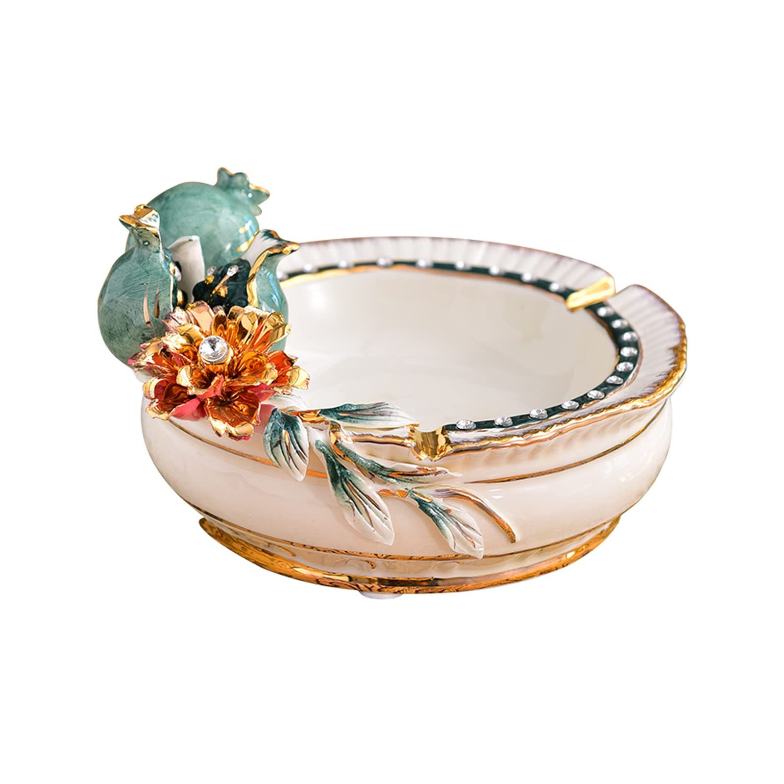 Sdgeryeeg One Color Ashtray， Green Pomegranate Ceramic Ash Tray, Living Room Decorative Coffee Table Ornament