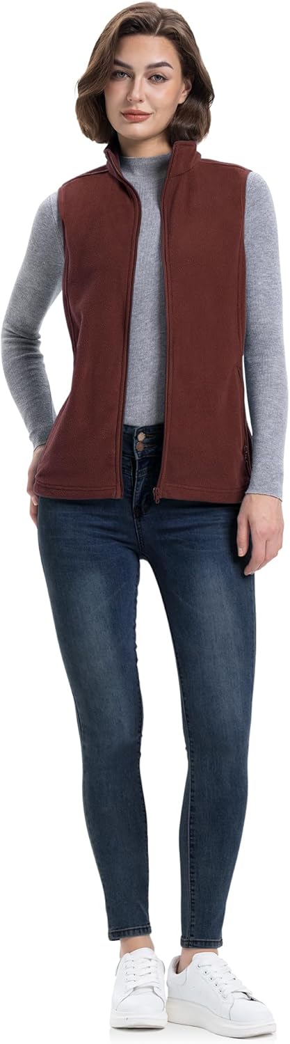 33,000ft Women's Fleece Vest, Lightweight Warm Polar Soft Vests Outerwear with Zip Up Pockets, Sleeveless Jacket for Winter - Image 6
