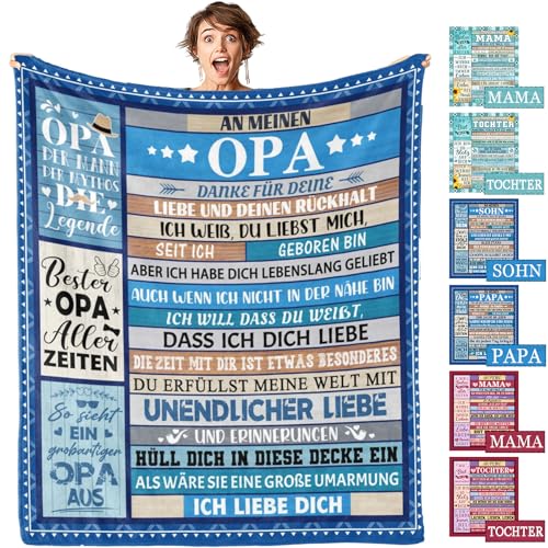 SIMIEEK Grandpa Gift Blanket for Father's Day, Birthday, Christmas, Valentine's Day, Best Grandpa Gifts from Grandson, Granddaughter, 150 x 130 cm