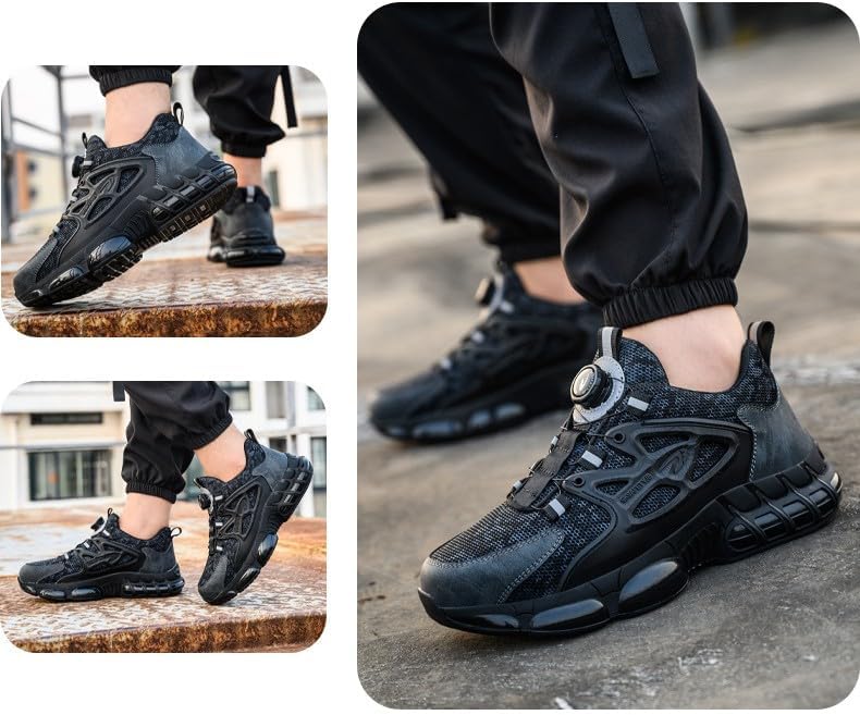 [liumangpig] 安全靴 メンズ 作業靴 厚底あんぜん靴 耐スマッシュ 釘踏み抜き防止 四季の労働保護靴は軽くて耐摩耗性 軽