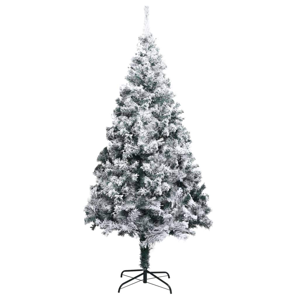 Künstlicher Weihnachtsbaum mit Schnee, Grün 210 cm, PVC-Material, 1210 Spitzen, Stabiler Metallständer, für Innen- & geschützten Außenbereich, Festliche Weihnachtsdeko