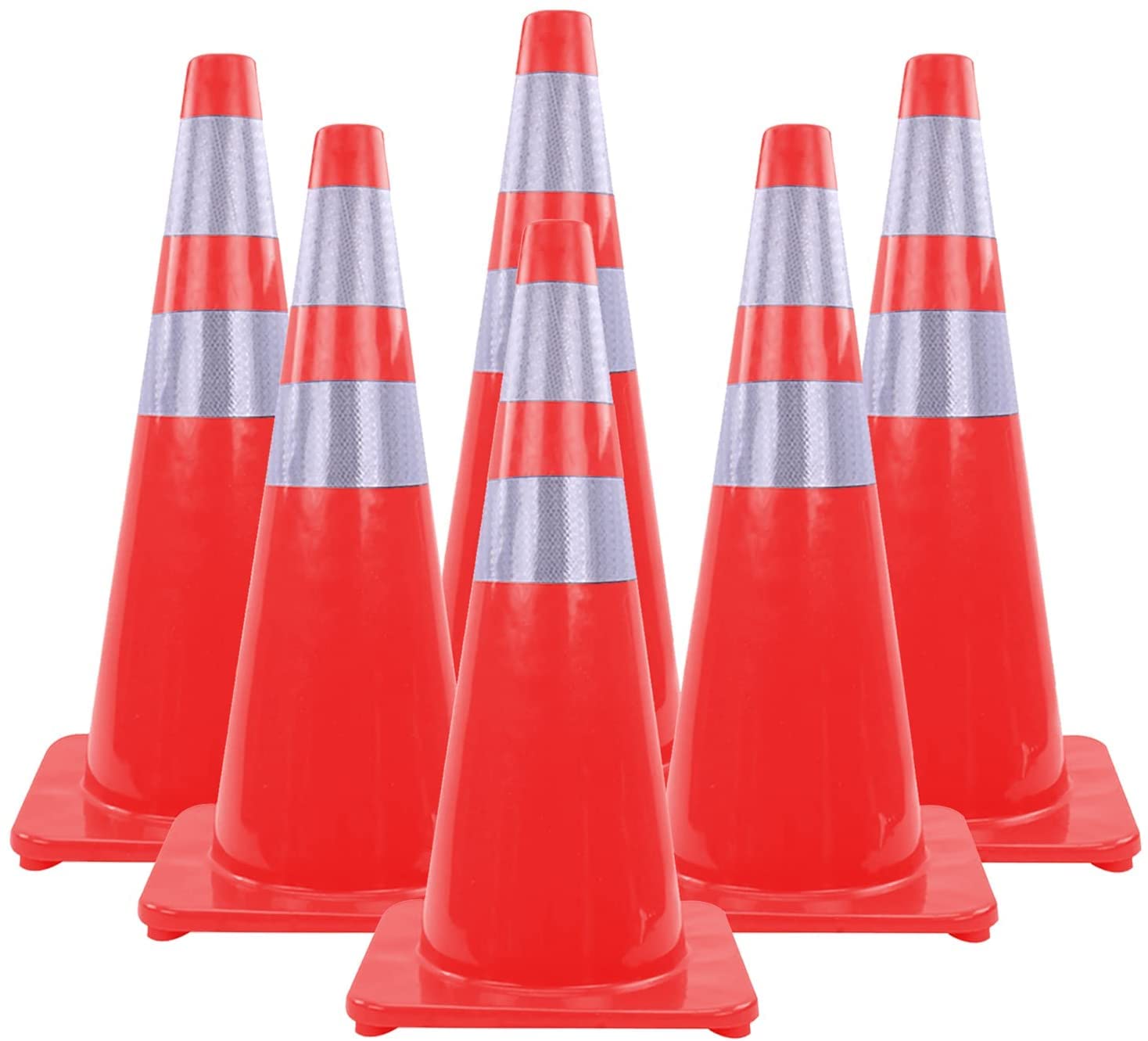 Cônes de signalisation routière durables en PVC, cônes de sécurité portatifs Rouges, cônes de Chantier lestés avec col réfléchissant, pour Le stationnement, la Formation à la Conduite et Les