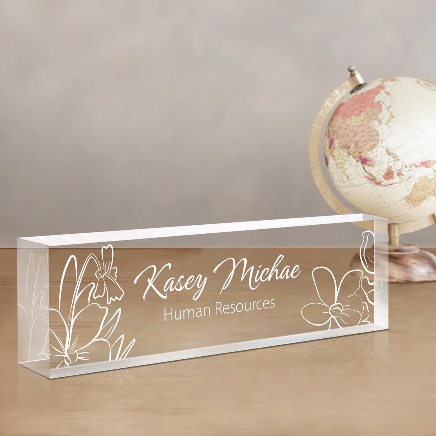Gowellly Desk Name Plate Personalized Custom Acrylic Name