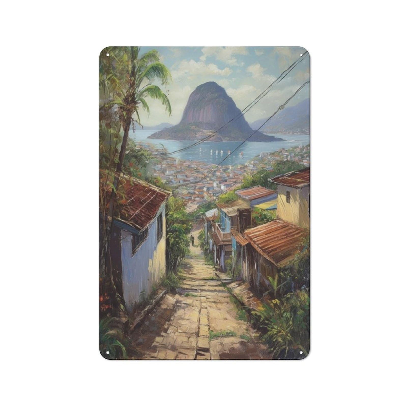 Junmoney Rio De Janeiro Beauty Rustic Tin Sign 30X20cm Featuring For Living Room Wall, For Metal Sign Collectors, For Garage And Workshop Walls