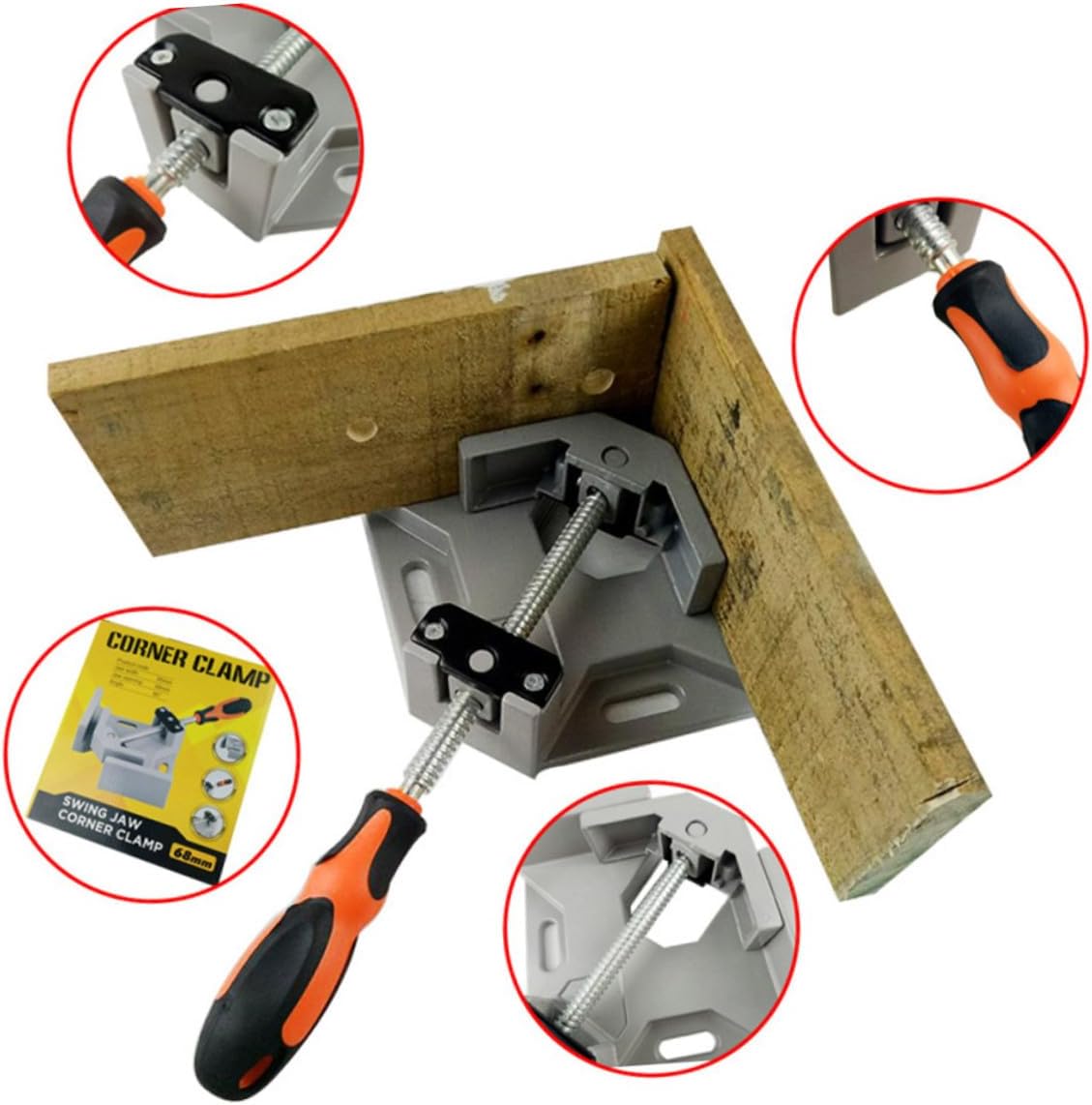 Luxshiny Single Handle 90 Degree Aluminum Alloy Corner Clamp Adjustable Right Angle Vise for Woodworking, Photo Frame, and Fish Tank Assembly Random Style