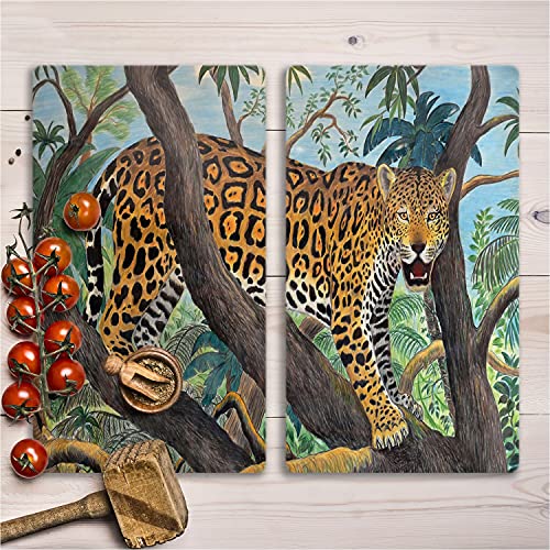 Planche en verre de sécurité décorative impression jungle chat - 4