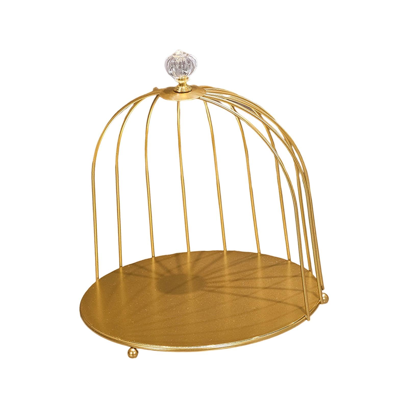 Milageto Cosmetics Iron Storage Rack Birds Cage Dresser Organizer Nordic Jewelry Perfume Lipstick Bathroom Makeup Holder Cake Stand for Bathroom, gold 1 tier
