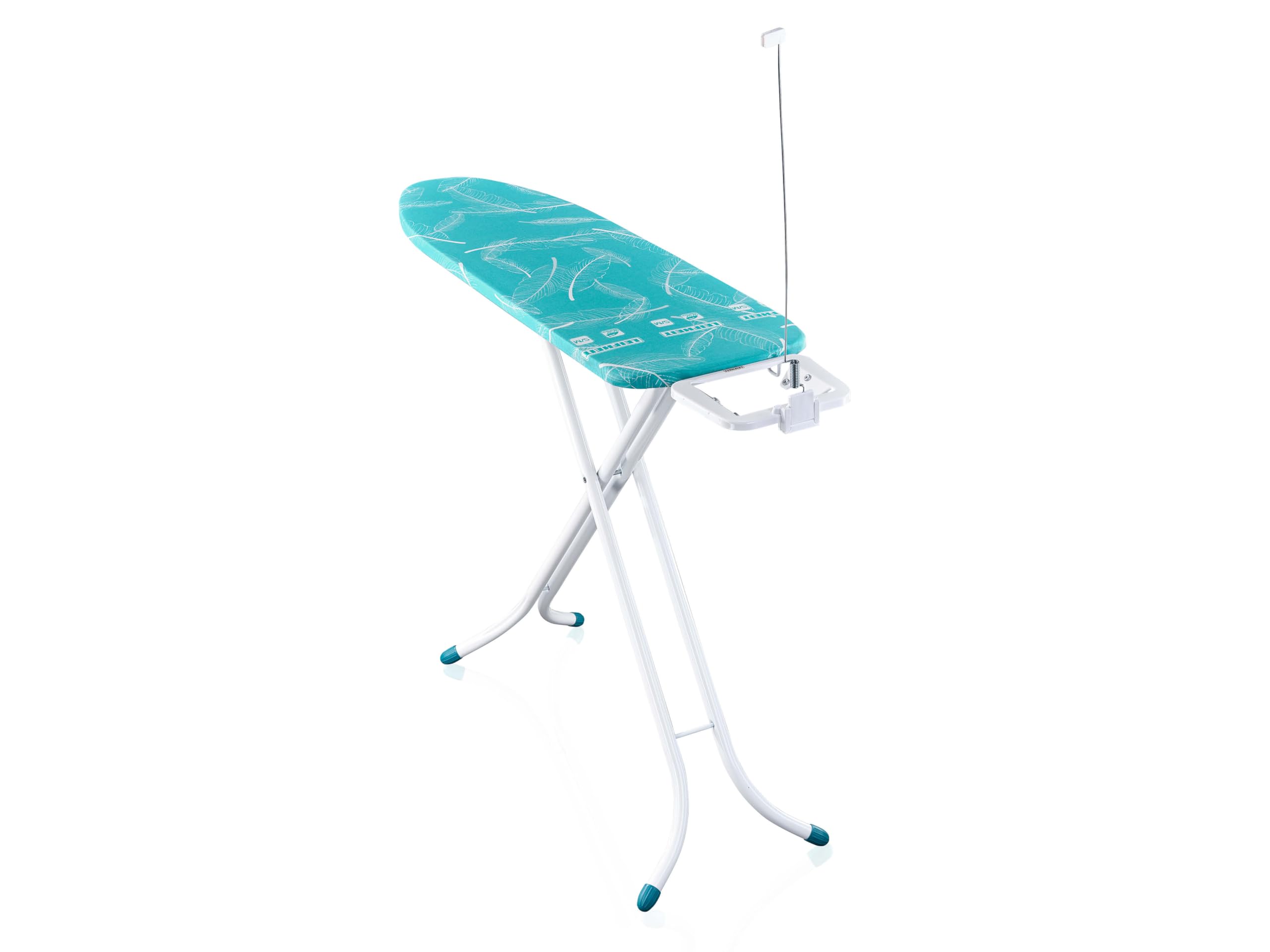 Leifheit Tabla de Planchar Air Board M Compact, Thermo-Reflect | Superficie 120 x 38 cm, altura regulable 78-98 cm, ultraligera, plegable, soporte para plancha y cable integrado