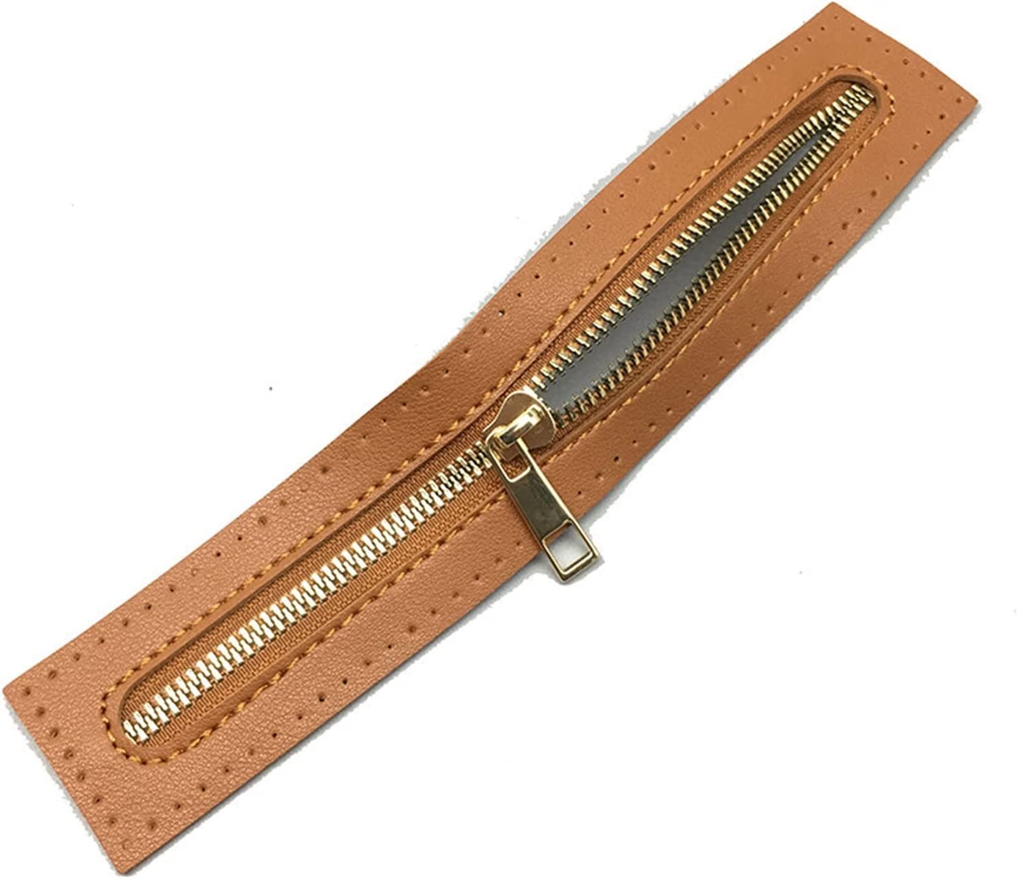 Zippers， Zip Fasteners Coil Zippers Seam Rippers Sewing Tools,2pcs PU Luggage Leather(Bruin)