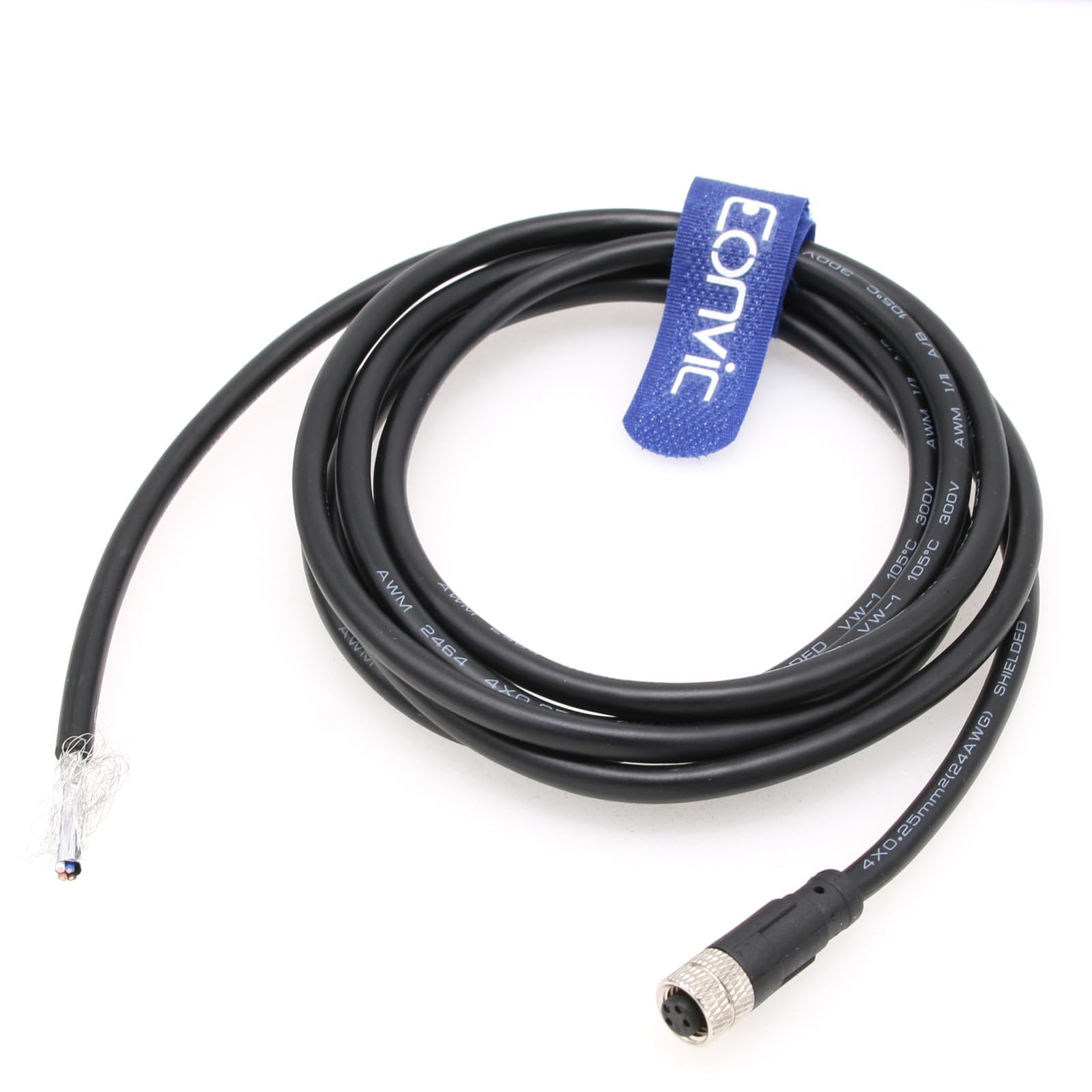 Eonvic Cable M8 4 Pines Hembra Industrial: 1M, A-Code, IP67, Anti-flexión, Chapado Oro Para Sensores (Cat 5e)