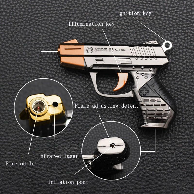 Miniatura 3 de Encendedor de butano negro metálico, divertido fresco, recargable y ajustable, llama de antorcha de chorro a prueba de viento, velas de barbacoa al