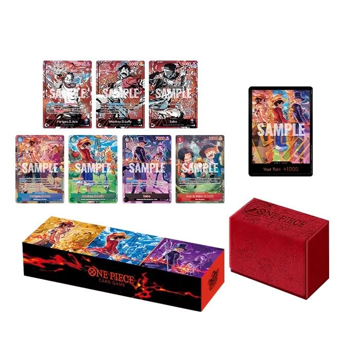 One Piece Card Game 3rd Anniversary Set Luffy Ace Sabo ENG + 100 Sleeves By Set Premium Bandai TCG 3° Anniversario