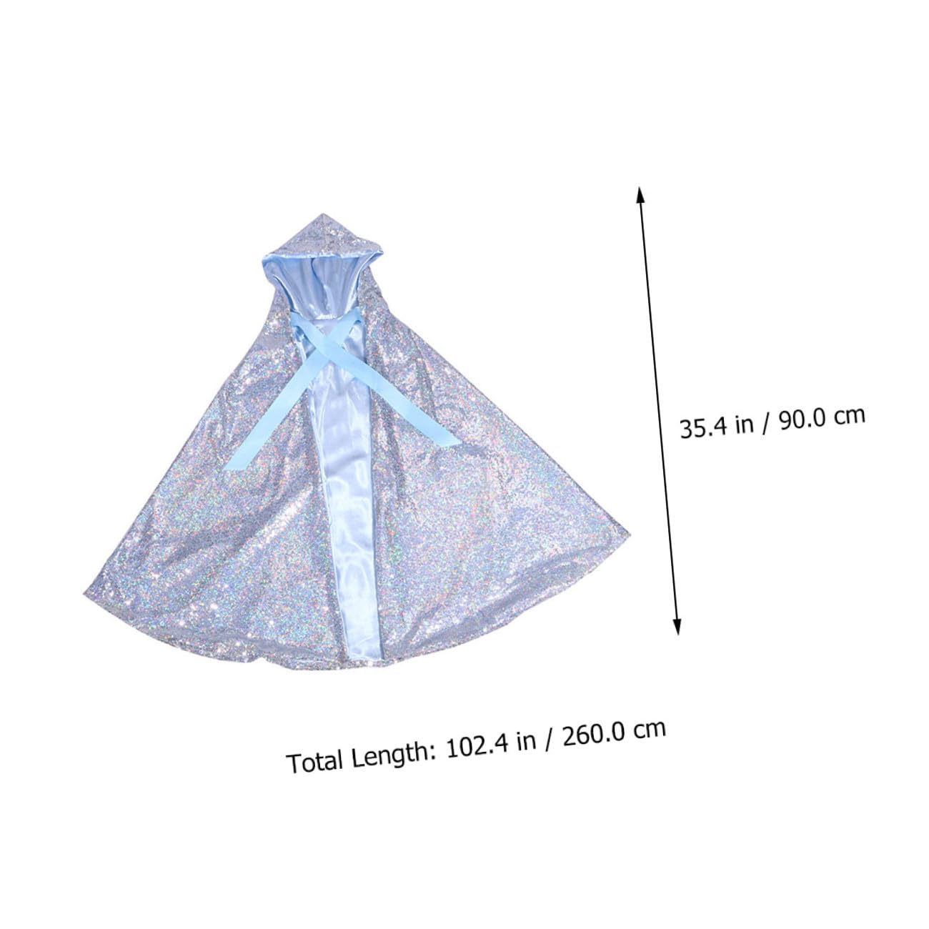ERINGOGO Capa Brillante Capucha para Disfraz Infantil de Cosplay y Fiesta Capa Dulce Plateada Tamaño L Accesorios para Disfraces de Halloween y Carnaval