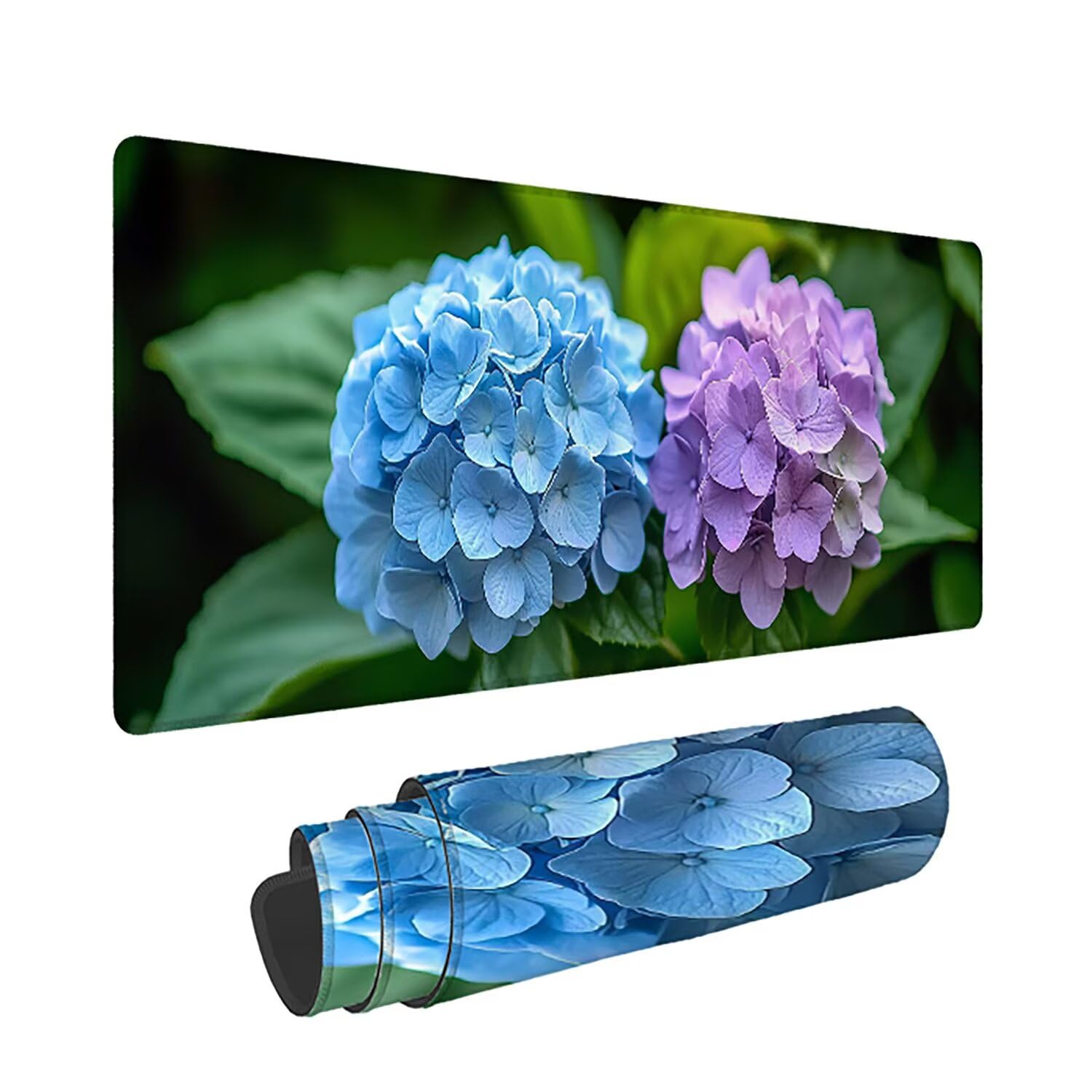 Duża gamingowa podkładka pod mysz, 1400 x 600 x 3 mm, kwiat, bardzo duża podkładka pod mysz na biurko z przeszytą krawędzią, antypoślizgowa, wodoodporna podkładka pod mysz, roślina długa podkładka pod