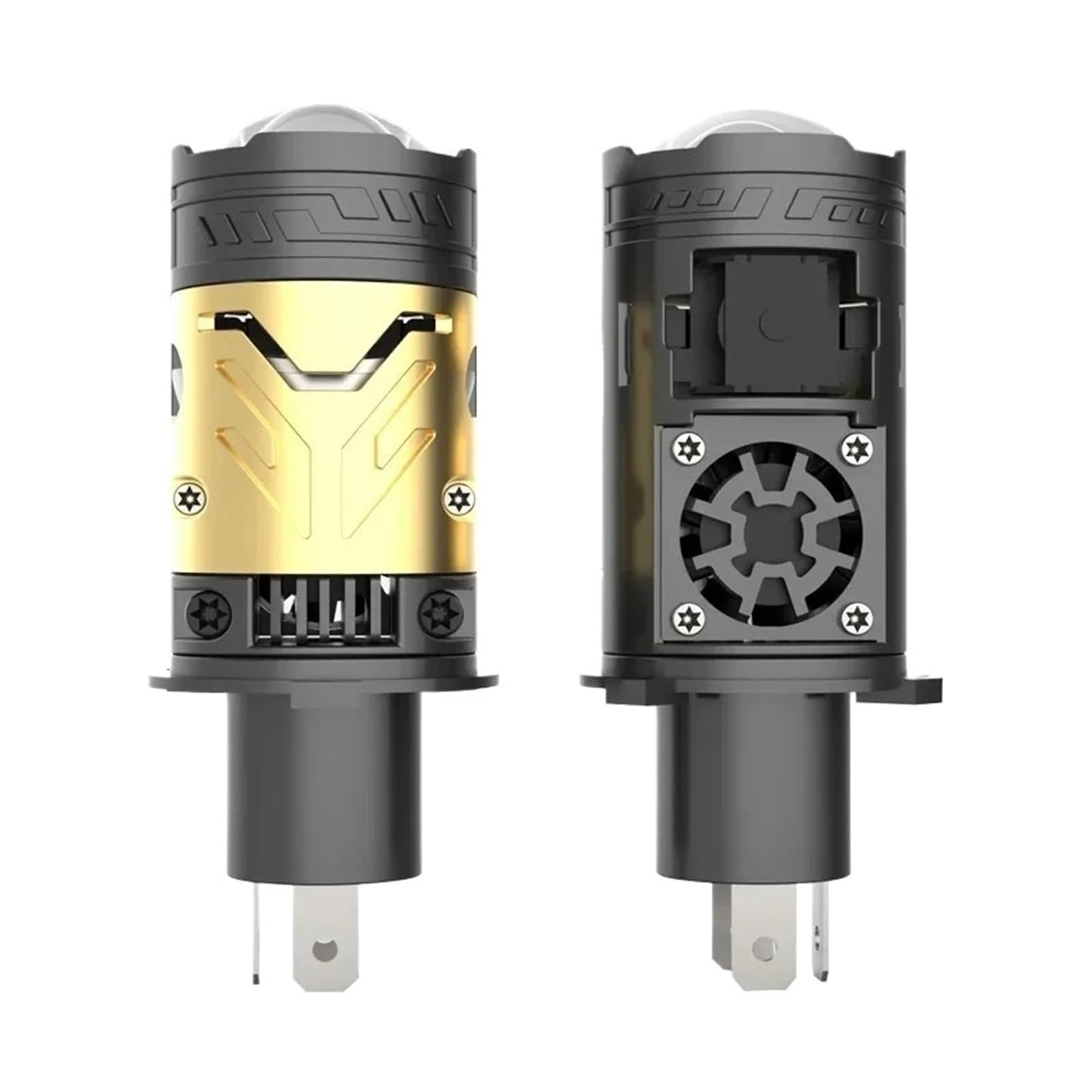 Faro anteriore completo Le Migliori Offerte Per Lampadina Fari A LED H4 Lente Per Proiettore CANBUS Super Bright Turbo Fan Car Light 9003/HB2 Faros sinistro(2PCS)