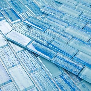 Glass Mosaic Tile, Pool Glass Mosaic Backsplash 12 x 12 Inch for Swimmin...