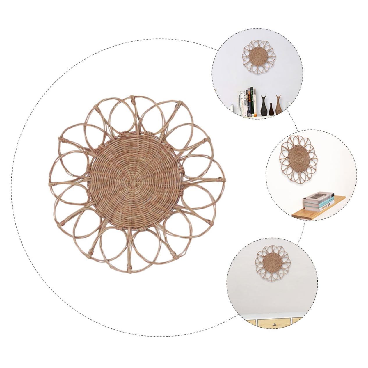 Angoily 1 Pc Colgante De Ratán Decoraciones Para Salas De Casa Departamento Decoración Colgante De Pared De Ratán Platos De Mimbre Oficina Rota Cesta Para Colgar En La Pared Bohemia
