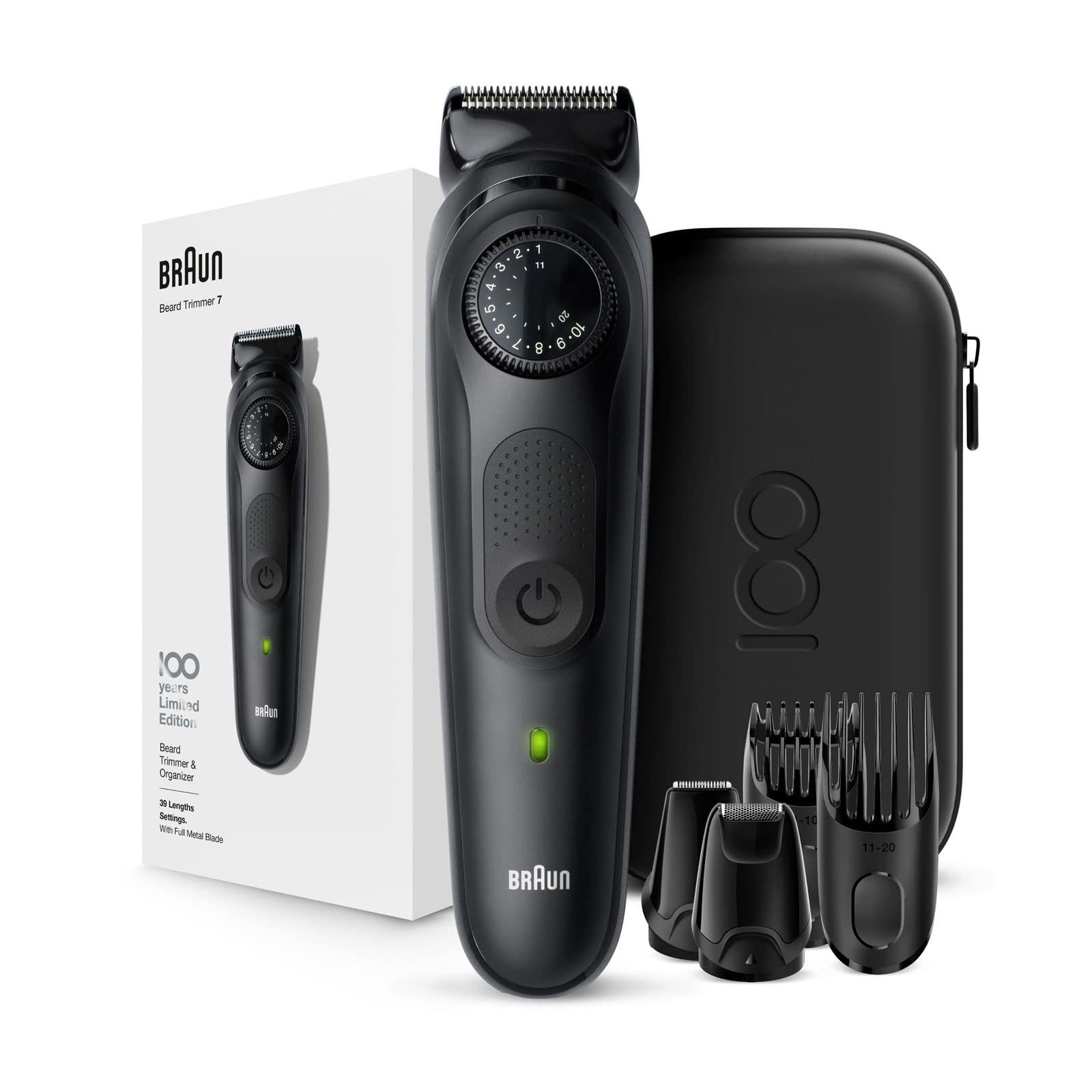 Braun BeardTrimmer BT7 Design Edition Tondeuse à barbe Noir 100 ans