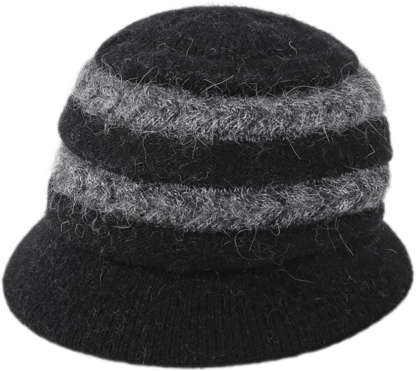Pot Hat Colorblock Retro Warm Knitted Ladies Painter Autumn and Winter