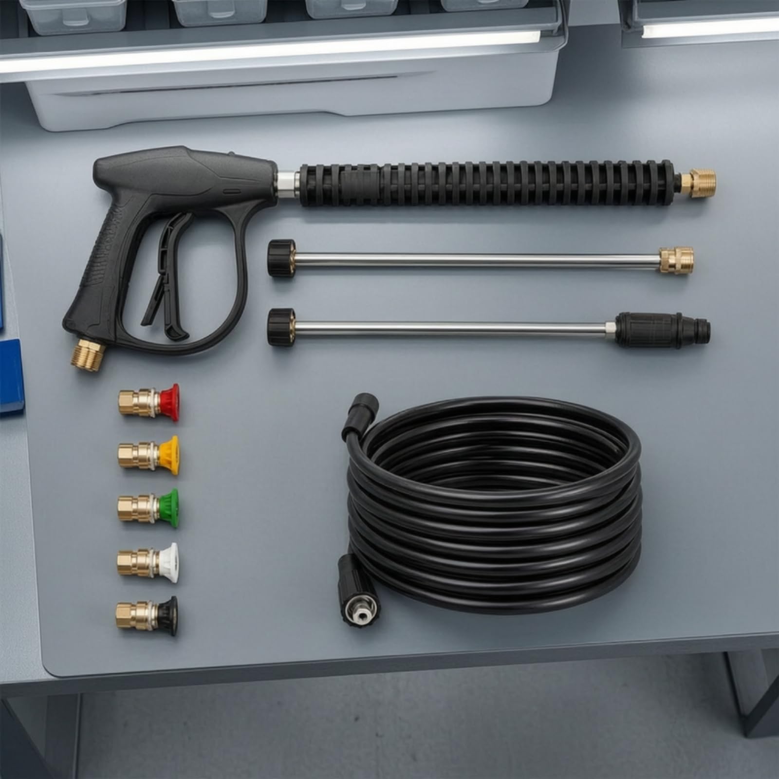 Kit Pistola Idropulitrice con Tubo Alta Pressione Pistola Idropulitrice con Asta di Prolunga Uso Versatile Attrezzatura per Lavaggio Auto, Giardino
