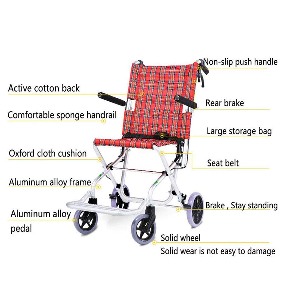 Trolley para Personas Mayores Silla de Ruedas -Sillas de Ruedas autopropulsadas - Trolley Plegable para niños en Silla de Ruedas - Scooter portátil de Ruedas pequeñas