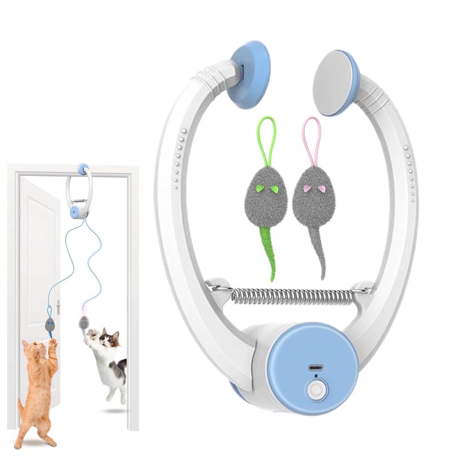 Cat Toy Interactive for Indoor, Rechargeable Retractable Kitten Teaser String, Door Hanging Automatic Retractable Cat Enrichment Toy, Electronic Automatic Kitten Toys for Indoor Play Boredom