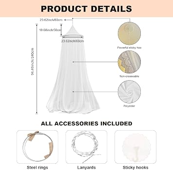 Kids Bed Canopy Round Dome Princess Girls Canopy Bedroom Nursery Decoration Queen Size Drape Bed Curtains
