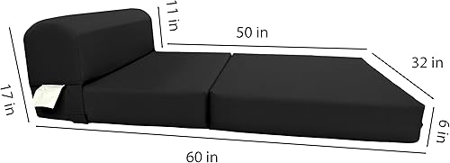 Miniatura 6 de D&D Futon Furniture. Cama plegable de espuma para silla, sofá estudio, colchón de espuma plegable para invitados (6 x 32 x 70 pulgadas, negro)