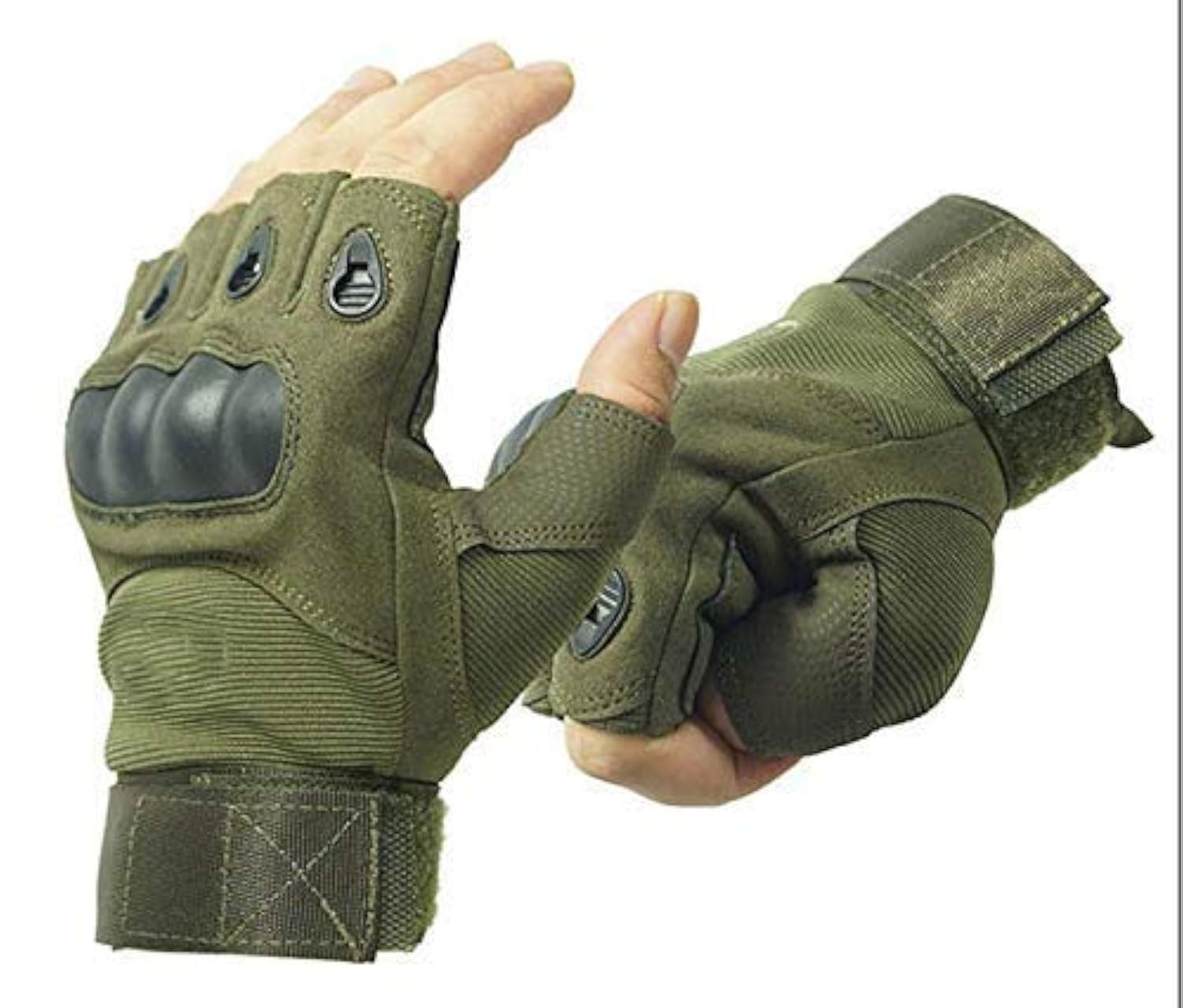 Leosportz Riding Gloves For Men Bike Riders - Special Tactical Gloves With Rubber Knuckle Punch | Non-Slip Half Finger With Firm Padding Motorcycle Gloves (Xl, Green) (Green), Motorsports, X Large-picture-33