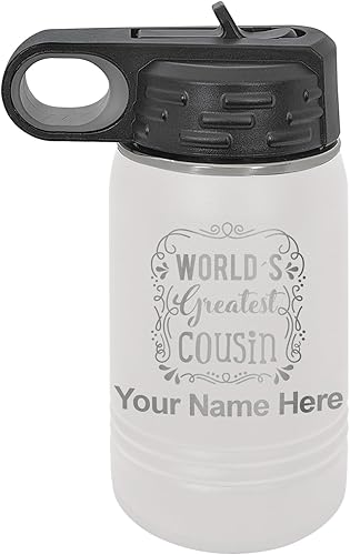 Miniatura 13 de LaserGram Botella de agua con tapa abatible de doble pared de 32 onzas con pajilla, el primo más grande del mundo, grabado personalizado incluido