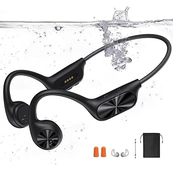 Headphones Swimming Bone Sound Headphones Bluetooth 5.4 IPX8 Waterproof Sports Headphones 32G Memory Open Ear Headset with MP3 Player Underwater Earphones for Swimming Training & Running