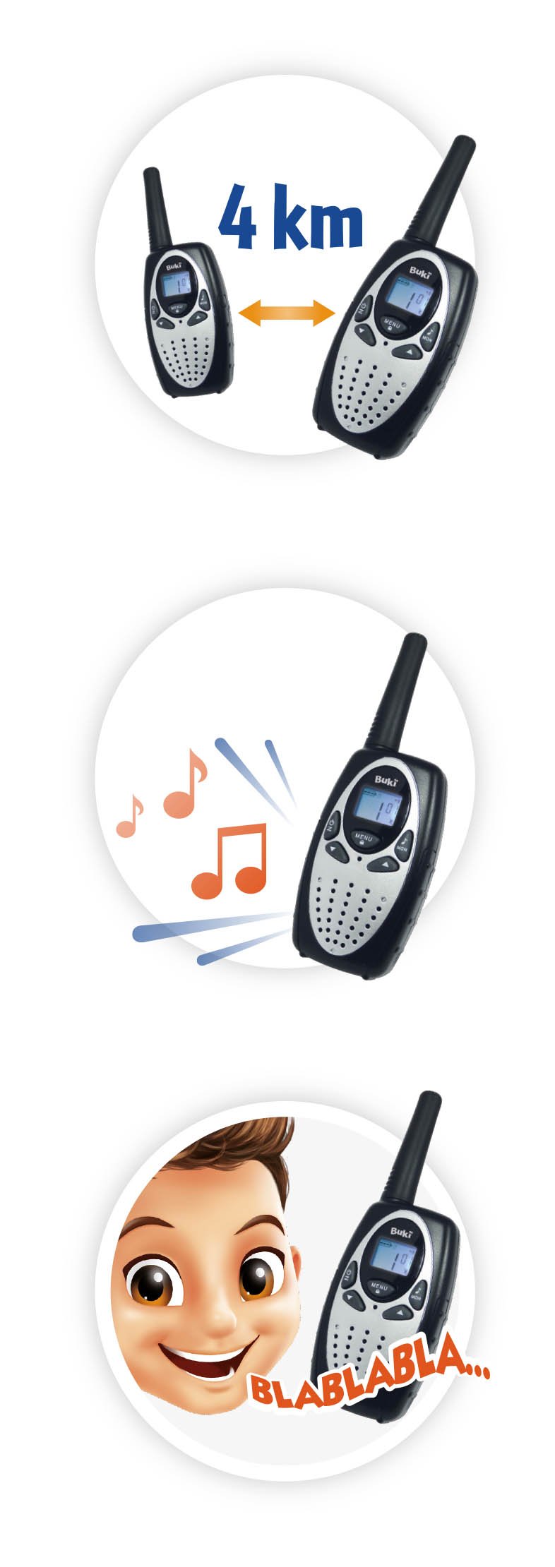 Buki - TW02 - Talkie Walkie Walkie do ponownego ładowania