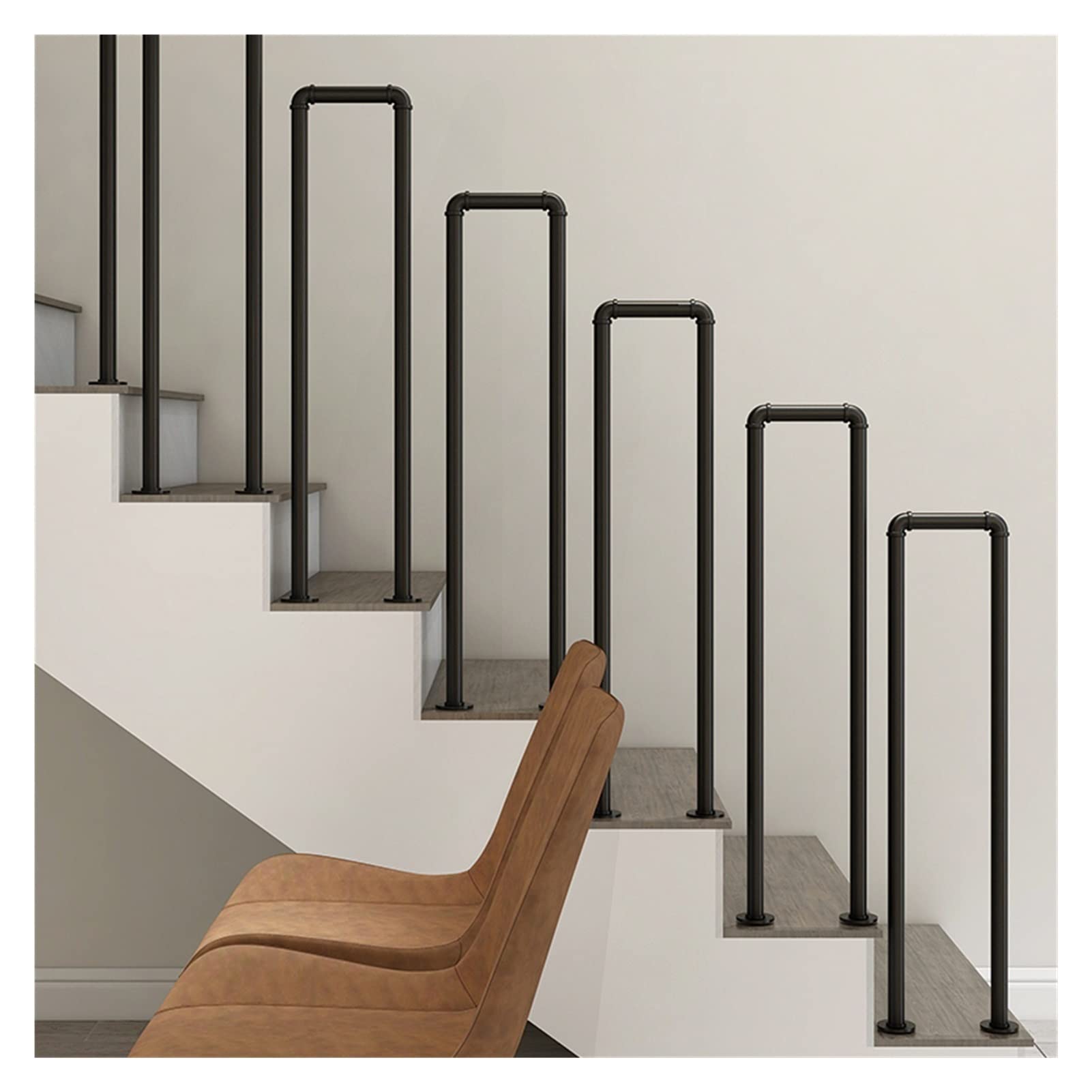 Meiiron Black Staircase Handrail Brackets Modern Floor Stairs Banister Railing | And Gold Metal Wrought Iron Steps Hand Rail For Indoor And Outdoor - 1Pc, Height 25.6"-39" ( Color : Size : 65Cm(25.6