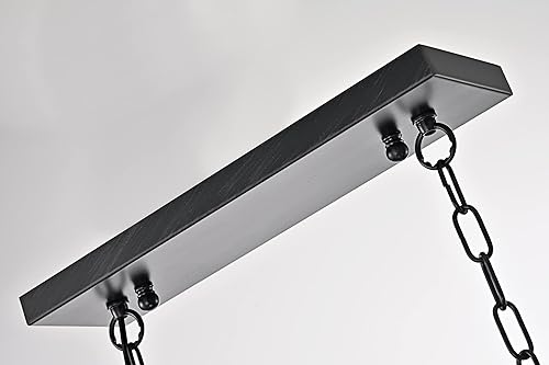 Miniatura 9 de Edvivi Lámpara de araña lineal industrial con pantallas de vidrio ámbar, luz de techo negra antigua para isla de cocina, comedor y mesa de billar