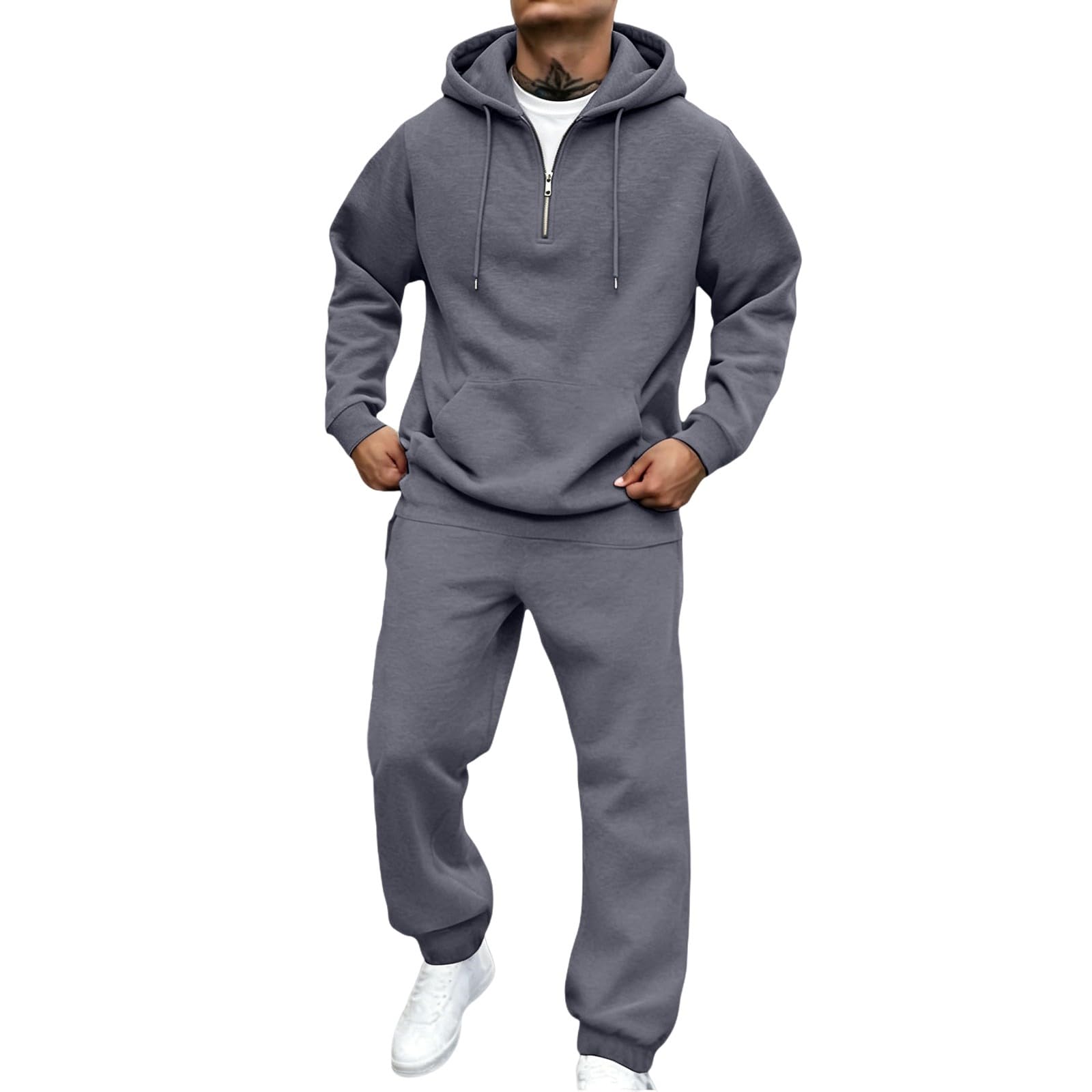Tuta da uomo, 2 pezzi, felpa con cappuccio e felpa da jogging