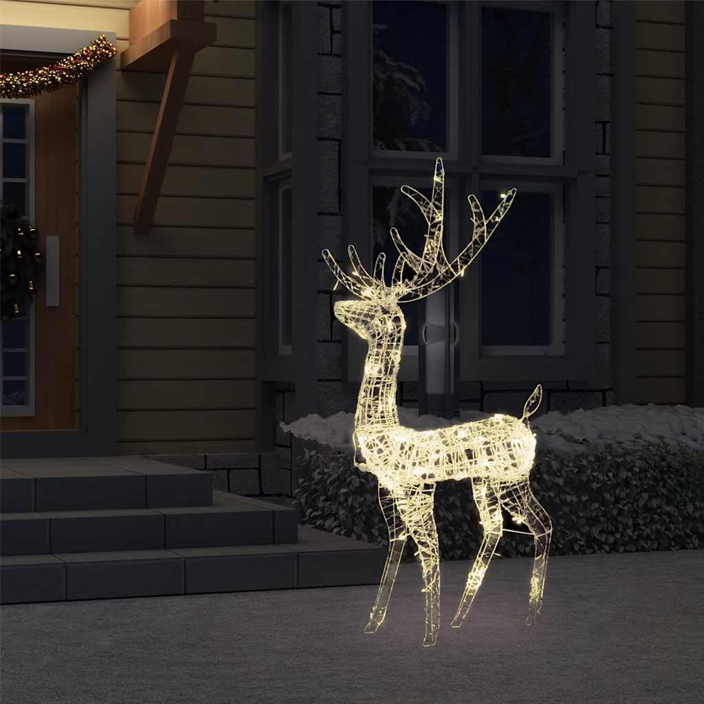 Renne de Décoration de Noël Acrylique 140 LED Blanc Chaud 120 cm Décorations de Fête Décoration Noel pour Salon Maison Bureau Boutique